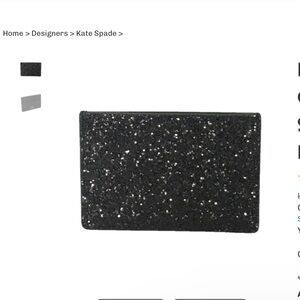 Kate Spade Greta Court Glitter Card Holder Black NWOT